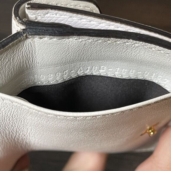 FENDI White Trifold Micro Wallet Grained Leather New F Logo Gold Snap 8M0395 - Picture 13 of 16